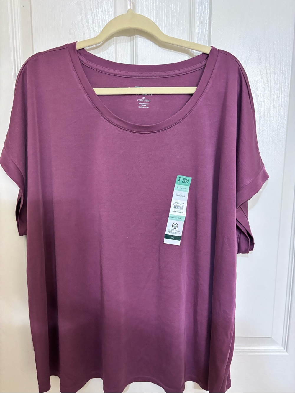 Terra & Sky Short Sleeve Scoop Neck Top in Mauve Pink